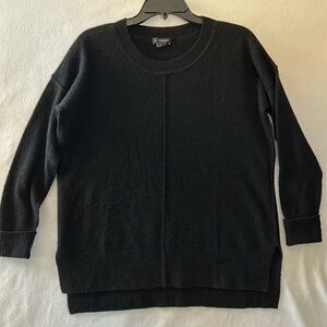 C by Bloomingdale's High/Low 2-Ply Cashmere Crewneck Sweater Black Size Small